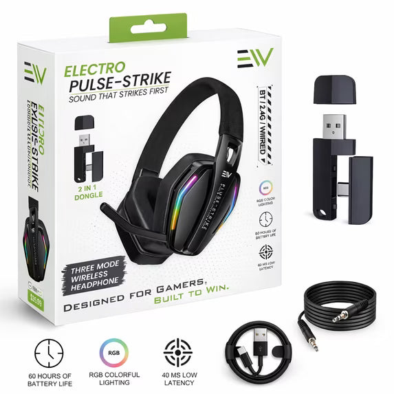 Electro Pulse Strike Wireless Bluetooth Gaming Headset with Mic