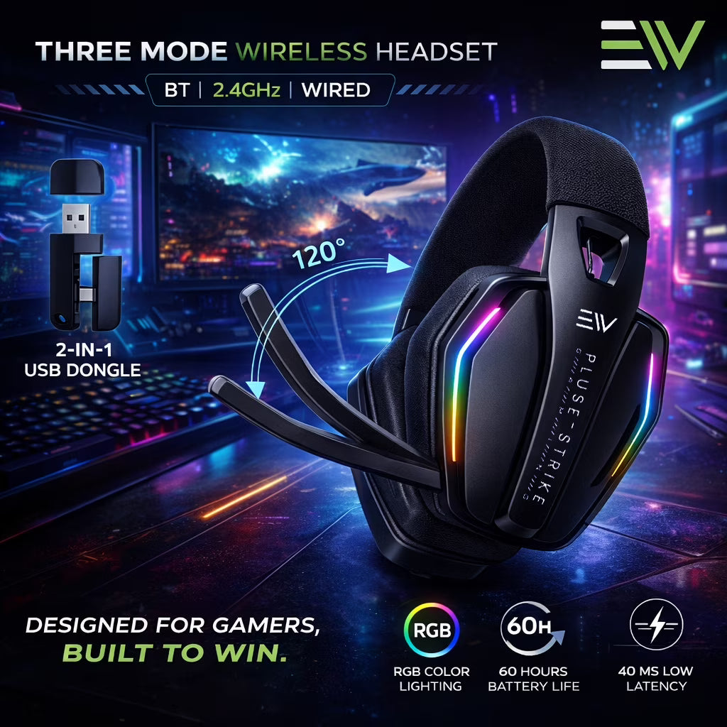 Electro Pulse Strike Wireless Bluetooth Gaming Headset with Mic